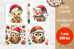 Christmas patchwork square coaster sublimation designs Product Image 1