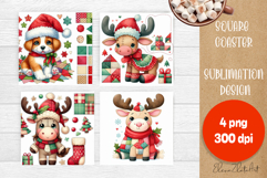 Christmas patchwork square coaster sublimation designs Product Image 1