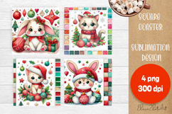 Christmas patchwork square coaster sublimation designs Product Image 1