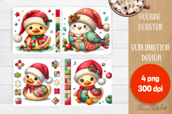 Christmas patchwork square coaster sublimation designs Product Image 1