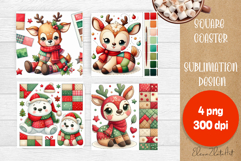 Christmas patchwork square coaster sublimation designs Product Image 1