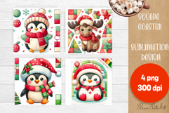 Christmas patchwork square coaster sublimation designs Product Image 1
