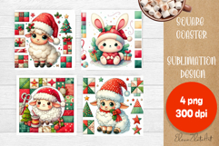 Christmas patchwork square coaster sublimation designs Product Image 1