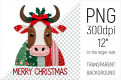 Christmas Patchwork Cow Clipart. Perfect for Christmas crafts, digital scrapbooking, stickers, greeting cards, DIY decor, and sublimation printing.
