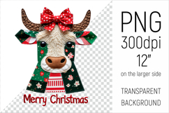 Christmas Patchwork Cow Clipart. Perfect for Christmas crafts, digital scrapbooking, stickers, greeting cards, DIY decor, and sublimation printing.