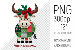 Christmas Patchwork Cow Clipart. Perfect for Christmas crafts, digital scrapbooking, stickers, greeting cards, DIY decor, and sublimation printing.