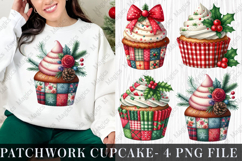 Christmas Patchwork Cupcake Clipart Product Image 1