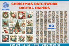 Watercolor Christmas Patchwork Digital Paper Designs Bundle Product Image 1