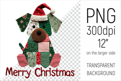 Christmas Patchwork Dog PNG. Perfect for Christmas crafts, digital scrapbooking, stickers, greeting cards, DIY decor, and sublimation printing.