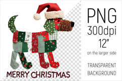 Christmas Patchwork Dog PNG. Perfect for Christmas crafts, digital scrapbooking, stickers, greeting cards, DIY decor, and sublimation printing.