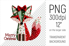 Christmas Patchwork Fox Clipart. Perfect for Christmas crafts, digital scrapbooking, stickers, greeting cards, DIY decor, and sublimation printing.