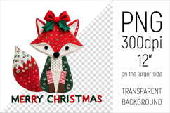 Christmas Patchwork Fox Clipart. Perfect for Christmas crafts, digital scrapbooking, stickers, greeting cards, DIY decor, and sublimation printing.