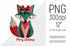 Christmas Patchwork Fox Clipart. Perfect for Christmas crafts, digital scrapbooking, stickers, greeting cards, DIY decor, and sublimation printing.