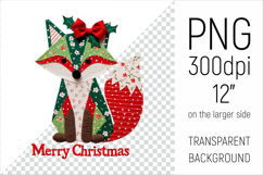 Christmas Patchwork Fox Clipart. Perfect for Christmas crafts, digital scrapbooking, stickers, greeting cards, DIY decor, and sublimation printing.