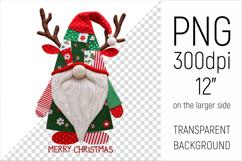 Christmas Patchwork Gnome PNG. Perfect for Christmas crafts, digital scrapbooking, stickers, greeting cards, DIY decor, and sublimation printing.