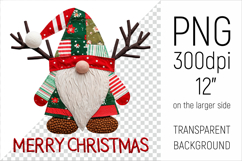 Christmas Patchwork Gnome PNG. Perfect for Christmas crafts, digital scrapbooking, stickers, greeting cards, DIY decor, and sublimation printing.