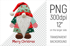 Christmas Patchwork Gnome PNG. Perfect for Christmas crafts, digital scrapbooking, stickers, greeting cards, DIY decor, and sublimation printing.