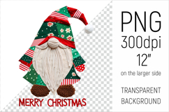 Christmas Patchwork Gnome PNG. Perfect for Christmas crafts, digital scrapbooking, stickers, greeting cards, DIY decor, and sublimation printing.