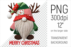 Christmas Patchwork Gnome PNG. Perfect for Christmas crafts, digital scrapbooking, stickers, greeting cards, DIY decor, and sublimation printing.