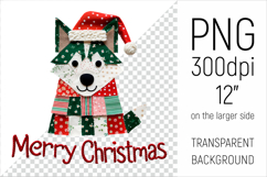  Christmas Patchwork Husky Dog PNG. Perfect for Christmas crafts, digital scrapbooking, stickers, greeting cards, DIY decor, and sublimation printing.