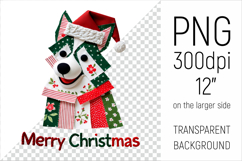  Christmas Patchwork Husky Dog PNG. Perfect for Christmas crafts, digital scrapbooking, stickers, greeting cards, DIY decor, and sublimation printing.