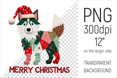  Christmas Patchwork Husky Dog PNG. Perfect for Christmas crafts, digital scrapbooking, stickers, greeting cards, DIY decor, and sublimation printing.
