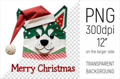  Christmas Patchwork Husky Dog PNG. Perfect for Christmas crafts, digital scrapbooking, stickers, greeting cards, DIY decor, and sublimation printing.