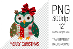 Christmas Patchwork Owl PNG. Perfect for Christmas crafts, digital scrapbooking, stickers, greeting cards, DIY decor, and sublimation printing.