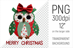 Christmas Patchwork Owl PNG. Perfect for Christmas crafts, digital scrapbooking, stickers, greeting cards, DIY decor, and sublimation printing.