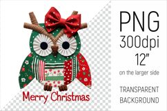 Christmas Patchwork Owl PNG. Perfect for Christmas crafts, digital scrapbooking, stickers, greeting cards, DIY decor, and sublimation printing.