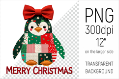 Christmas Patchwork Penguin Clipart. Perfect for Christmas crafts, digital scrapbooking, stickers, greeting cards, DIY decor, and sublimation printing.