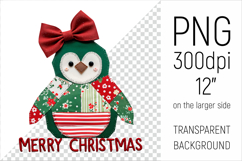 Christmas Patchwork Penguin Clipart. Perfect for Christmas crafts, digital scrapbooking, stickers, greeting cards, DIY decor, and sublimation printing.