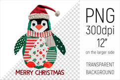 Christmas Patchwork Penguin Clipart. Perfect for Christmas crafts, digital scrapbooking, stickers, greeting cards, DIY decor, and sublimation printing.