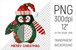 Christmas Patchwork Penguin Clipart. Perfect for Christmas crafts, digital scrapbooking, stickers, greeting cards, DIY decor, and sublimation printing.