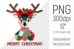 Christmas Patchwork Reindeer Clipart. Perfect for Christmas crafts, digital scrapbooking, stickers, greeting cards, DIY decor, and sublimation printing.