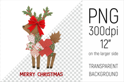 Christmas Patchwork Reindeer Clipart. Perfect for Christmas crafts, digital scrapbooking, stickers, greeting cards, DIY decor, and sublimation printing.