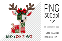 Christmas Patchwork Reindeer Clipart. Perfect for Christmas crafts, digital scrapbooking, stickers, greeting cards, DIY decor, and sublimation printing.