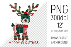 Christmas Patchwork Reindeer Clipart. Perfect for Christmas crafts, digital scrapbooking, stickers, greeting cards, DIY decor, and sublimation printing.