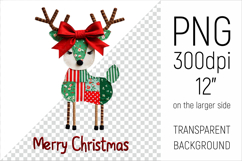 Christmas Patchwork Reindeer PNG. Perfect for Christmas crafts, digital scrapbooking, stickers, greeting cards, DIY decor, and sublimation printing.