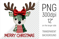 Christmas Patchwork Reindeer PNG. Perfect for Christmas crafts, digital scrapbooking, stickers, greeting cards, DIY decor, and sublimation printing.