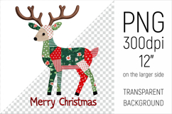 Christmas Patchwork Reindeer PNG. Perfect for Christmas crafts, digital scrapbooking, stickers, greeting cards, DIY decor, and sublimation printing.
