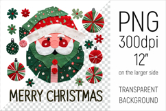 Christmas Patchwork Santa Claus PNG. Perfect for Christmas crafts, digital scrapbooking, stickers, greeting cards, DIY decor, and sublimation printing.