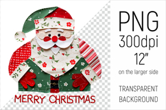 Christmas Patchwork Santa Claus PNG. Perfect for Christmas crafts, digital scrapbooking, stickers, greeting cards, DIY decor, and sublimation printing.