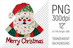 Christmas Patchwork Santa Claus PNG. Perfect for Christmas crafts, digital scrapbooking, stickers, greeting cards, DIY decor, and sublimation printing.