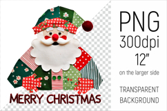Christmas Patchwork Santa Claus PNG. Perfect for Christmas crafts, digital scrapbooking, stickers, greeting cards, DIY decor, and sublimation printing.