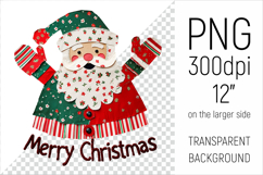 Christmas Patchwork Santa Claus PNG. Perfect for Christmas crafts, digital scrapbooking, stickers, greeting cards, DIY decor, and sublimation printing.
