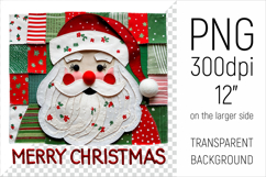 Christmas Patchwork Santa Claus PNG. Perfect for Christmas crafts, digital scrapbooking, stickers, greeting cards, DIY decor, and sublimation printing.