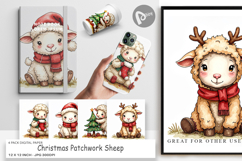 Christmas Patchwork Sheep Digital Paper Product Image 1