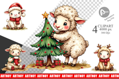Christmas Patchwork Sheep Clipart Product Image 1