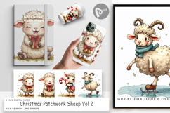 Christmas Patchwork Sheep Digital Paper Product Image 1
